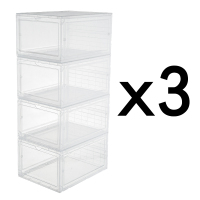 aj鞋盒球鞋收纳盒透明塑料篮球鞋柜球鞋收藏展示柜省空间装鞋神器 透明12个装[磁吸拉门] 35x24.5x19cm