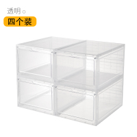 aj鞋盒篮球鞋子收纳盒高邦防氧化透明硬塑料防尘球鞋收藏展示鞋柜 透明4个装[磁吸拉门] 34.5x27x19cm