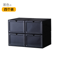 aj鞋盒篮球鞋子收纳盒高邦防氧化透明硬塑料防尘球鞋收藏展示鞋 加厚加大款黑色4个装[磁吸拉门] 34.5x27x19cm