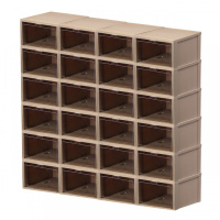 aj篮球鞋鞋盒加厚透明塑料收纳盒球鞋展示柜亚克力防尘潮鞋柜鞋架 棕色24只装 36x29x19cm