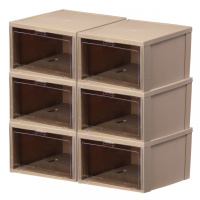 aj篮球鞋鞋盒加厚透明塑料收纳盒球鞋展示柜亚克力防尘潮鞋柜鞋架 棕色6只装 36x29x19cm