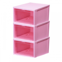 aj篮球鞋鞋盒加厚透明塑料收纳盒球鞋展示柜亚克力防尘潮鞋柜鞋架 粉色3只装 36x29x19cm