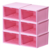 aj篮球鞋鞋盒加厚透明塑料收纳盒球鞋展示柜亚克力防尘潮鞋柜鞋架 粉色6只装 36x29x19cm