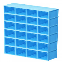 aj篮球鞋鞋盒加厚透明塑料收纳盒球鞋展示柜亚克力防尘潮鞋柜鞋架 蓝色24只装 36x29x19cm