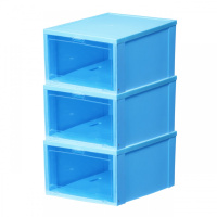 aj篮球鞋鞋盒加厚透明塑料收纳盒球鞋展示柜亚克力防尘潮鞋柜鞋架 蓝色3只装 36x29x19cm