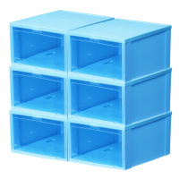 aj篮球鞋鞋盒加厚透明塑料收纳盒球鞋展示柜亚克力防尘潮鞋柜鞋架 蓝色6只装 36x29x19cm