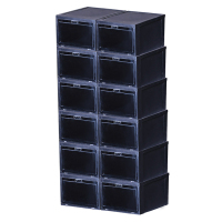 aj篮球鞋鞋盒加厚透明塑料收纳盒球鞋展示柜亚克力防尘潮鞋柜鞋架 黑色12只装 36x29x19cm