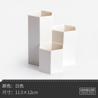 化妆刷收纳桶装眼影刷子的筒化妆品收纳盒桌面口红架多格眉笔ins 六棱柱-白色