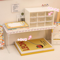 ins抽屉式透明九宫格桌面收纳盒少女首饰胶带整理学生书桌置物架 白色九宫格+小支架送贴纸+胶带