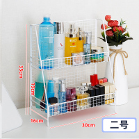 化妆品收纳盒铁艺置物架护肤品ins多层书桌面整理储物架宿舍神器 [梯形双层]本白色二号