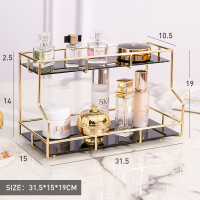 网红旋转化妆品收纳盒置物架护肤品香水桌面梳妆台卫生间浴室ins 小号-双层置物架