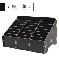 手机管理收纳盒桌面钢化膜存放架会议学校教室多格大容量整理 BG6039黑色24格