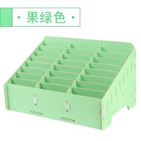 手机管理收纳盒桌面钢化膜存放架会议学校教室多格大容量整理 BG6039果绿色24格