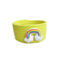 桌面收纳框 棉线床头置物篮筐环保卡通玄关 茶几钥匙化妆品收纳盒 苹果绿彩虹棉线筐