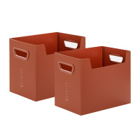2个装 A4书本收纳架绘本盒收纳书桌置物桌上文件书籍架书立盒桌面 大号收纳盒-砖红(2个装)