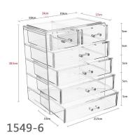 日系光疗胶亚克力抽屉式收纳盒美甲饰品手账胶带化妆品整理收纳盒 5层6抽屉1549-6（抽屉层高5cm）