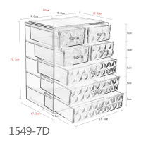 日系光疗胶亚克力抽屉式收纳盒美甲饰品手账胶带化妆品整理收纳盒 5层7抽屉(钻石纹款)