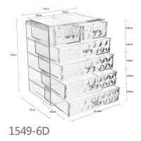 日系光疗胶亚克力抽屉式收纳盒美甲饰品手账胶带化妆品整理收纳盒 5层6抽屉(钻石纹款)