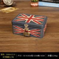 复古马口铁盒子带锁收纳盒密码盒桌面ins储物首饰盒化妆收纳铁盒 乳白色A款米字旗小号