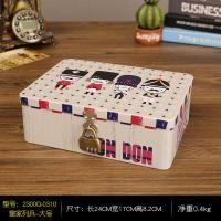 复古马口铁盒子带锁收纳盒密码盒桌面ins储物首饰盒化妆收纳铁盒 皇家列兵大号