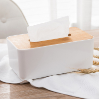 客厅桌面纸巾盒抽纸盒纸巾摇控器收纳盒简约创意办公室竹木圆形 B款中号纯色