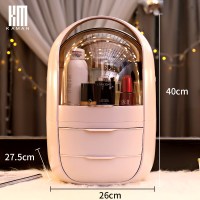 网红化妆品收纳盒桌面大容量学生宿舍梳妆台家用防尘护肤品置物架 【特大号3层】太空胶囊【粉】主图同款