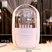 网红化妆品收纳盒桌面大容量学生宿舍梳妆台家用防尘护肤品置物架 [特大号3层]太空胶囊[白]主图同款