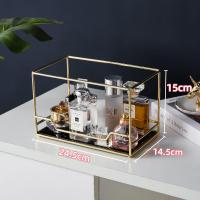 化妆品收纳盒家用桌面梳妆台香水口红护肤品旋转置物架网红卫生间 方形大号[内高15cm]