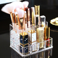 透明亚克力化妆刷桶口红美妆蛋化妆品收纳盒梳妆台桌面眉笔粉刷筒 6016+ABS人鱼色珍珠