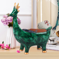 进口钥匙收纳神器北欧ins桌面玄关放钥匙的收纳盒家居创意摆件 宝蓝色大鹿翡翠色