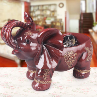 进口钥匙收纳神器北欧ins桌面玄关放钥匙的收纳盒家居创意摆件 深蓝色吉祥象红木色