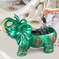 进口钥匙收纳神器北欧ins桌面玄关放钥匙的收纳盒家居创意摆件 湖蓝色吉祥象翡翠色