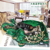 进口钥匙收纳神器北欧ins桌面玄关放钥匙的收纳盒家居创意摆件 深紫色大象翡翠色