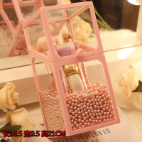 防尘放化妆刷收纳桶有盖眉笔刷子化妆品收纳盒便携玻璃笔刷筒带盖 粉色方形玻璃收纳桶+粉珍珠