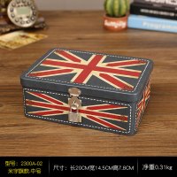 桌面收纳盒盒储物盒带锁密码化妆品首饰盒学生马口铁盒子大号 米字旗中号