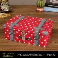 桌面收纳盒盒储物盒带锁密码化妆品首饰盒学生马口铁盒子大号 圆点款大号