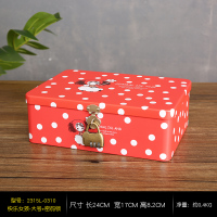 桌面收纳盒盒储物盒带锁密码化妆品首饰盒学生马口铁盒子大号 巧克力色快乐女孩大号