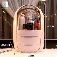 网红化妆品收纳盒桌面防尘大容量抖音同款家用梳妆台护肤品置物架 (太空胶囊款粉)