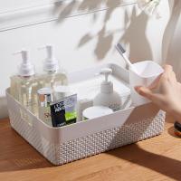 桌面收纳筐置物塑料篮子厨房储物零食杂物化妆品蔬果整理仿藤编盒