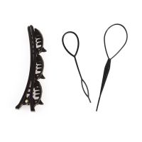 [三件套]1刘海夹+2拉发针|韩版编发器美发工具造型发夹双层刘海夹鹤夹盘发器发卡发饰头饰品