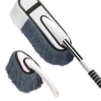 [涤纶丝灰白]伸缩大+小刷两件套|擦车拖把除尘掸子洗车工具套装汽车用品车载扫灰神器伸缩蜡拖刷子