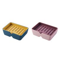 暗绿+粉色|肥皂盒家用超大个性双层沥水皂盒卫生间北欧长方形大号洗衣香皂盒