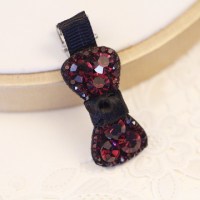 深紫|发夹发卡边夹女侧边韩版镶钻气质蝴蝶结刘海夹手工发饰鸭嘴一字