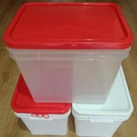 25升红桶+盖子|长方形水桶方桶果酱桶25l升钓鱼桶食品级带盖塑料桶加厚