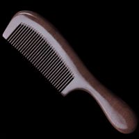 大号檀木圆柄细齿[20.5cm]|黑檀木梳子女家用防静电脱发木头梳子男大宽齿卷发梳子木梳桃木梳