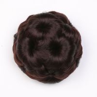 深棕色 无镶钻|假发造型发包盘头花苞发饰抓夹式假发圈九朵花丸子头盘发器卷发包