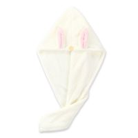 米白色 1条装(随机小毛巾1条)|珊瑚绒兔耳干发帽秋冬吸水速干浴帽加厚擦头发毛巾可爱柔软三角帽