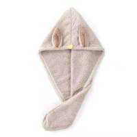 驼色 1条装(随机小毛巾1条)|珊瑚绒兔耳干发帽秋冬吸水速干浴帽加厚擦头发毛巾可爱柔软三角帽