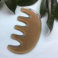 【薄款】精品牛角按摩梳3mm|天然牛角五齿梳头部刮护理痧头皮经络按摩梳子大齿宽齿防脱发