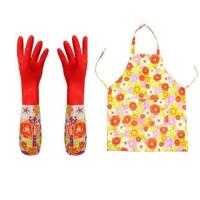 大红色束口 加绒手套|手套围裙套装家务清洁洗碗洗衣手套加防水防污半身围裙